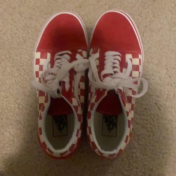 red checkered lace vans